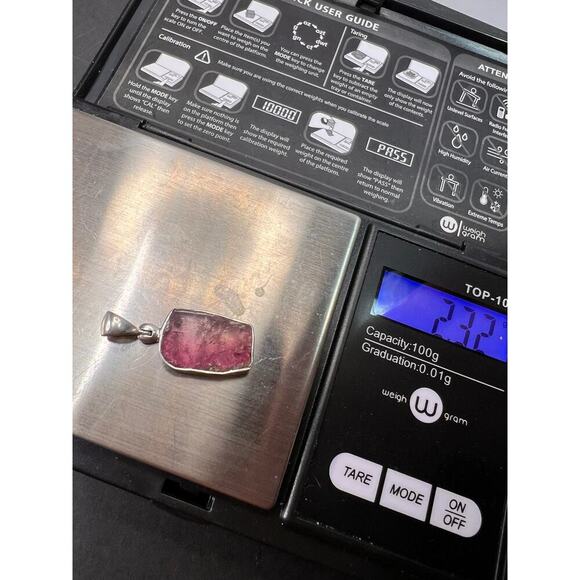 NEW Pink bi color tourmaline sterling silver pendant 2.32 grams - Picture 9 of 9